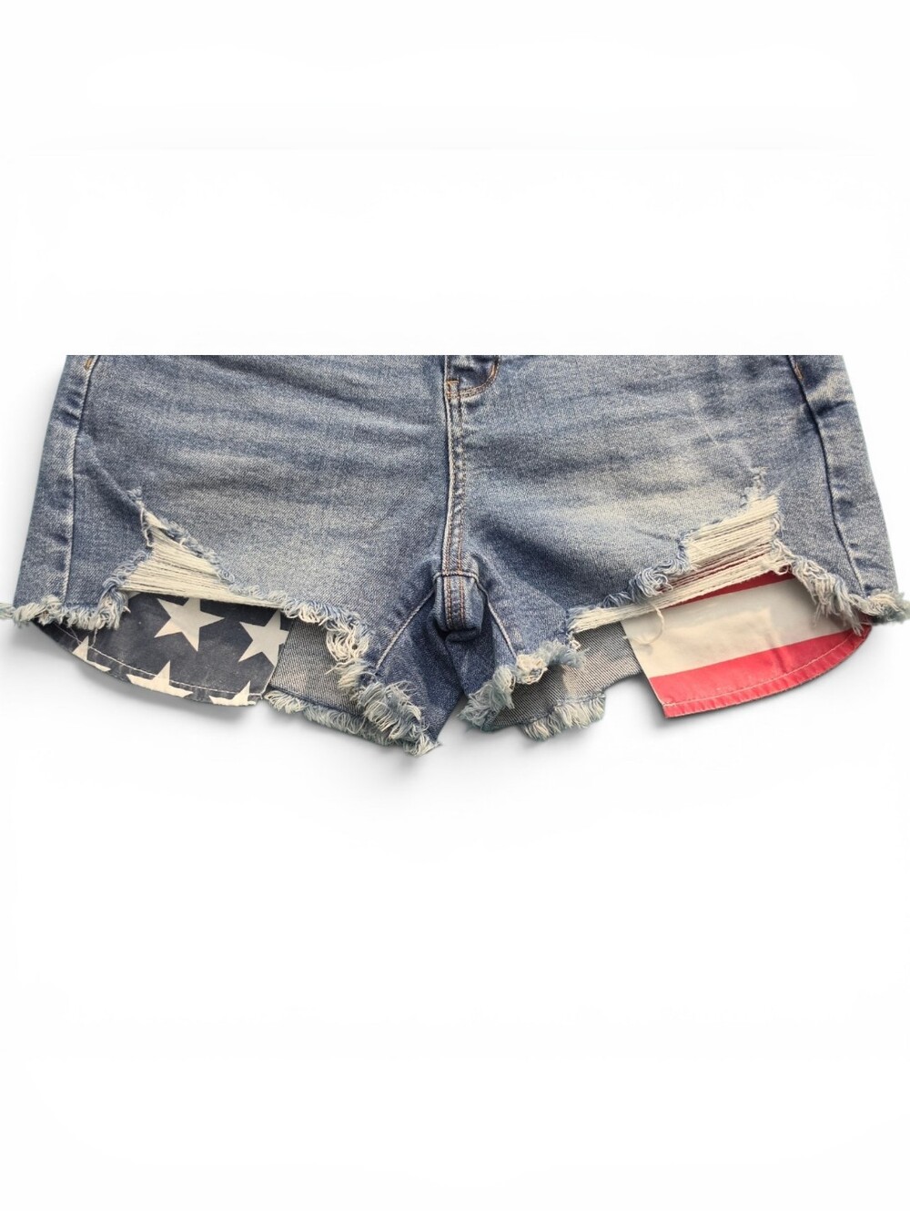 Judy Blue Women’s Distressed Denim Shorts with Flag Pocket Detail - Blue - Picture 12 of 13